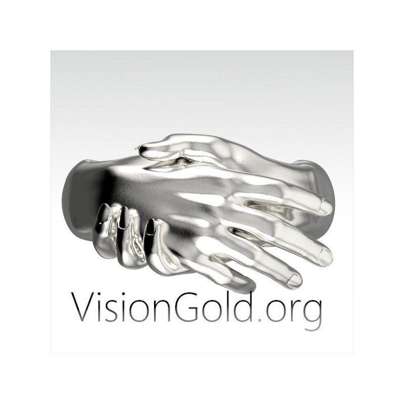 Hug Ring Silver Hugging Ring Lover Ring Love Hug Ring Adjustable Hands Ring Love Hugging Hands 0708