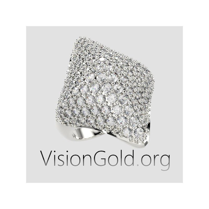 Модное женское кольцо с цирконовыми камнями | Современные женские кольца 0722
