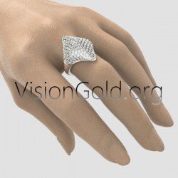 925 Sterling Silver Shiny Full Diamond Gemstone Ring Cubic Zirconia Rings CZ Diamond Multi Row Ring 0722