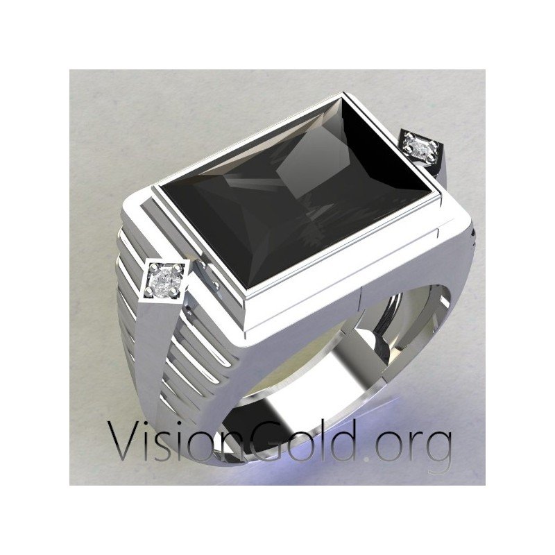 Anillo de hombre con piedra negra | Visiongold.Org® Anillos para hombre 0535