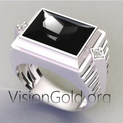 Anillo de hombre con piedra negra | Visiongold.Org® Anillos para hombre 0535