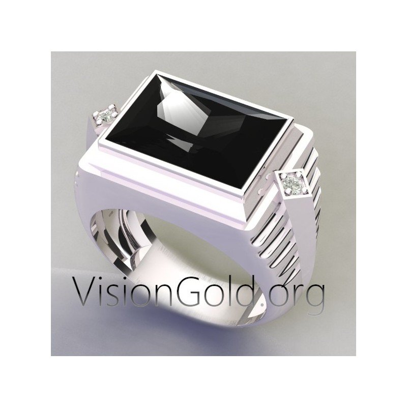 Anillo de hombre con piedra negra | Visiongold.Org® Anillos para hombre 0535