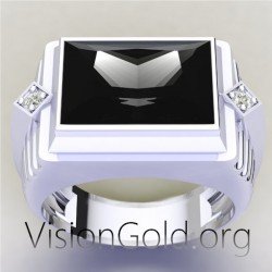 Anillo de hombre con piedra negra | Visiongold.Org® Anillos para hombre 0535