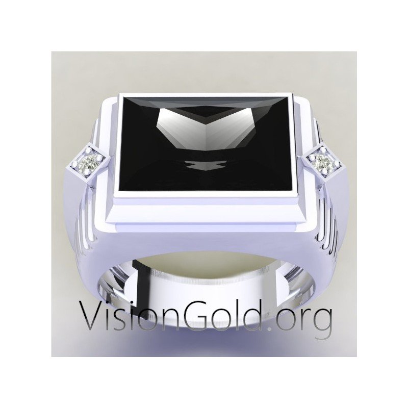 Anillo de hombre con piedra negra | Visiongold.Org® Anillos para hombre 0535