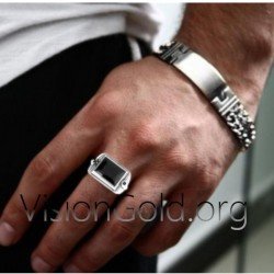 Anillo de hombre con piedra negra | Visiongold.Org® Anillos para hombre 0535