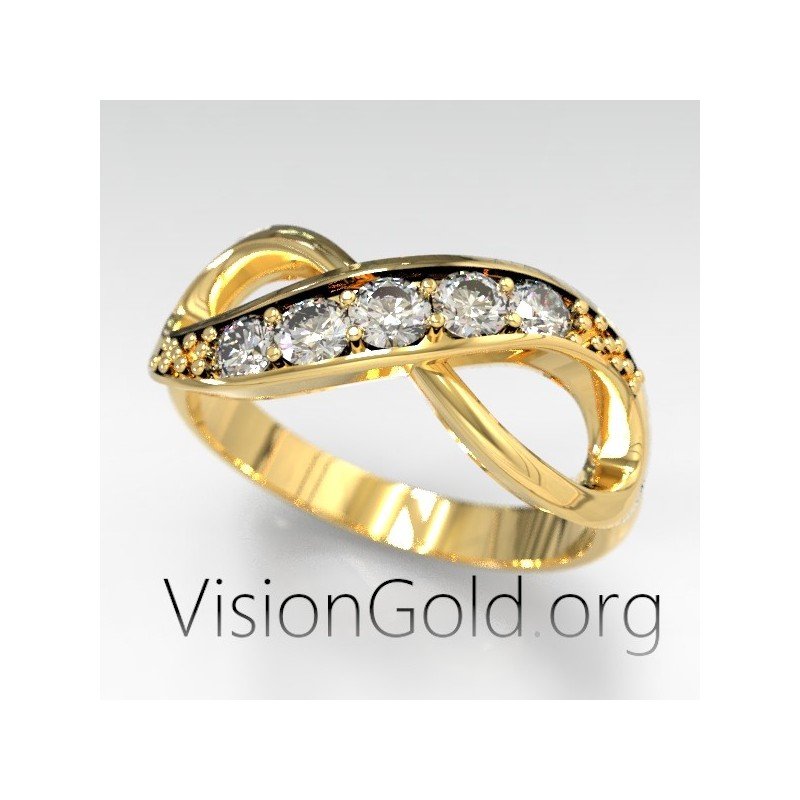 Кольцо Бесконечности | Золотое кольцо бесконечности | Женские кольца Visiongold.Org® 1006