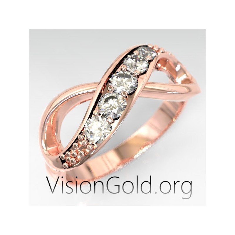 Кольцо Бесконечности | Золотое кольцо бесконечности | Женские кольца Visiongold.Org® 1006