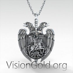 Colgante Cristiano Ortodoxo Con San Jorge | Collar Hombre Visiongold.Org® 0155