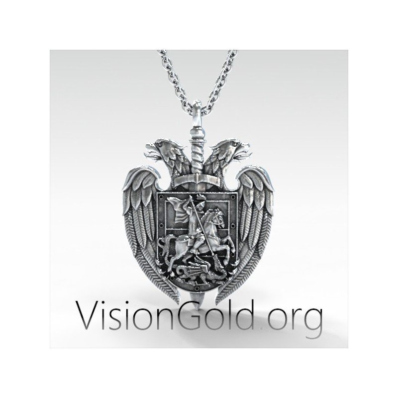 Colgante Cristiano Ortodoxo Con San Jorge | Collar Hombre Visiongold.Org® 0155