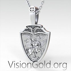Religious Gifts Orthodox Icon With Archangel Michael And Saint George  0152 Medal Pendant Silver
