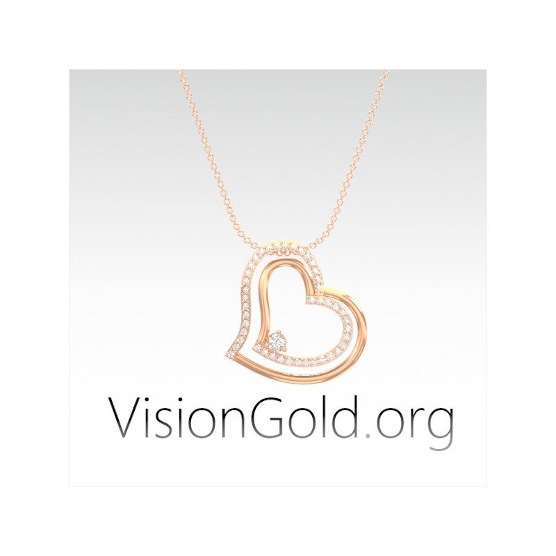 Ιδιαιτερο Μοναδικο Γυναικειο Κολιε Με Διπλη Καρδια - Κολιε Για Την Ημερα Των Ερωτευμενων 0484