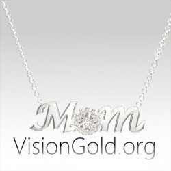 Ασημένιο κολιέ μαμά με ζιργκόν πέτρες