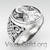 Русское мужское кольцо Богородица с семью мечами - Православные кольца 0549