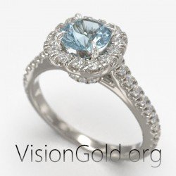 Γυναικειο Δαχτυλιδι Σε 18 Καρατια Χρυσου Με Ακουμαρινα Και