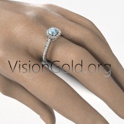 Γυναικειο Δαχτυλιδι Σε 18 Καρατια Χρυσου Με Ακουμαρινα Και