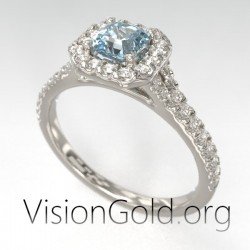 Ονειρικο Μονοπετρο Δαχτυλιδι Σε 18 Καρατια Χρυσου Με Ακουμαρινα