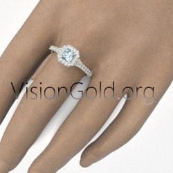 Verträumter Einsteinring aus 18 Karat Gold mit Aquamarin und