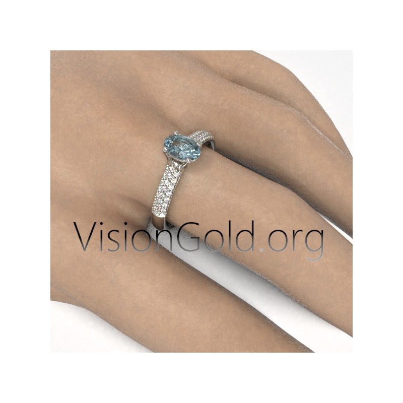 Shop White Gold Wedding Ring With Aquamarine And Brilliant