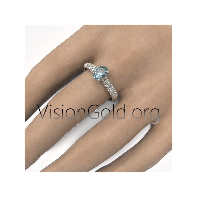 Shop White Gold Wedding Ring With Aquamarine And Brilliant