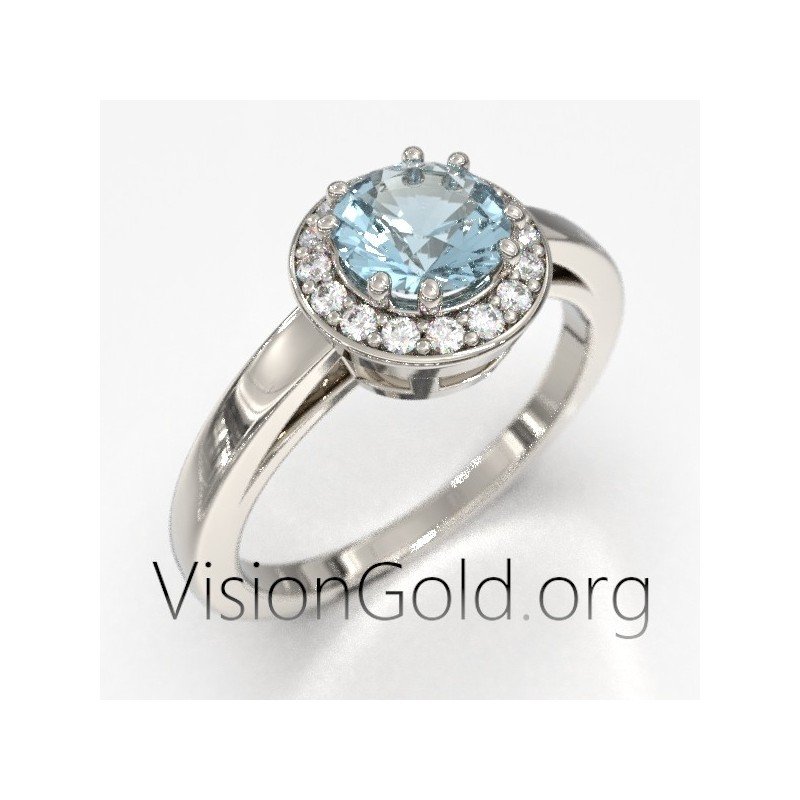 Οικονομικο Μονοπετρο Για Προταση Γαμου Με Ακουαμαρινα Και