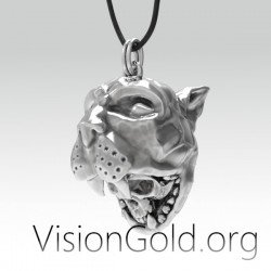 Ανδρικο ασημενιο κολιε Apocalypto - Aztec κολιε πολεμιστη 0163