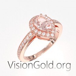 Δαχτυλίδι με μοργκανιτη σε 18 καράτια ροζ χρυσό - εναλλακτικά μονόπετρα Visiongold.Org® 1048
