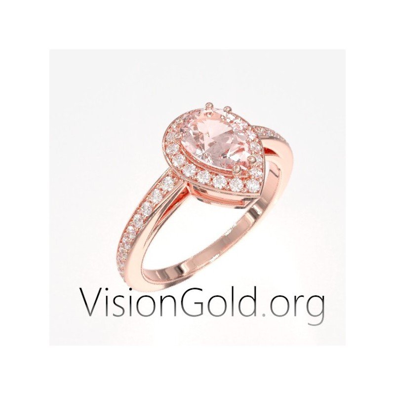 Δαχτυλίδι με μοργκανιτη σε 18 καράτια ροζ χρυσό