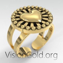 Романтичное женское кольцо-сердечко - Кольцо для влюбленных 1147
