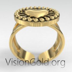 Романтичное женское кольцо-сердечко - Кольцо для влюбленных 1147