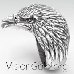 Eagle Head Handmade 925 Sterling Silver Men Ring, Eagle Unique