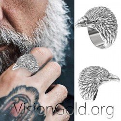 Eagle Head Handmade 925 Sterling Silver Men Ring, Eagle Unique