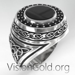 Мужское кольцо с черным камнем - Мужские кольца VisiongoldⓇ 0574