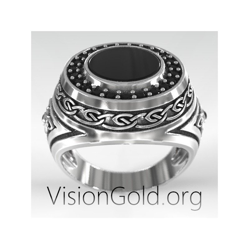 Herrenring mit schwarzem Stein - Herrenringe VisiongoldⓇ 0574