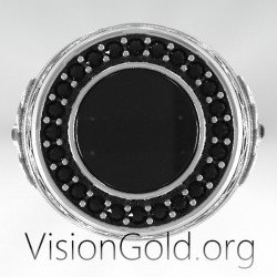 Herrenring mit schwarzem Stein - Herrenringe VisiongoldⓇ 0574