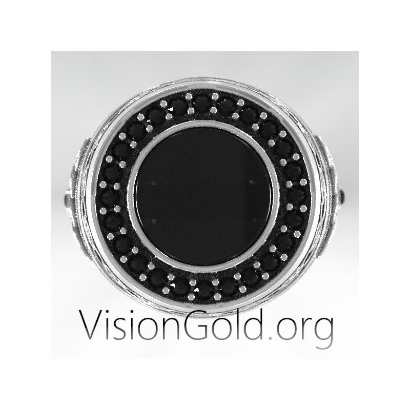 Herrenring mit schwarzem Stein - Herrenringe VisiongoldⓇ 0574