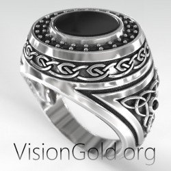 Herrenring mit schwarzem Stein - Herrenringe VisiongoldⓇ 0574