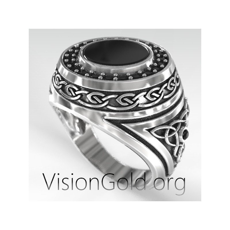 Herrenring mit schwarzem Stein - Herrenringe VisiongoldⓇ 0574