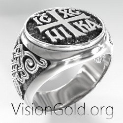 Sterling Silver, Silver Man Ring, Signet Man Ring, Orthodox Ring, Religious Ring, Jesus Christ Ring 0576