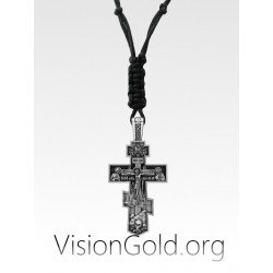 Rosary Necklace Men. Cross Necklace For Men. Crucifix. Onyx