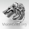 Lion's Skin Hercules 9Sterling Silver Men's Rings, African Lion Special Sterling Silver Ring, Men's Lion Head Ring 0579