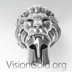 Lion's Skin Hercules 9Sterling Silver Men's Rings, African Lion