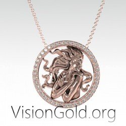 Virgo Handmade Sterling Silver Men Charm Necklace, Virgo Zodiac
