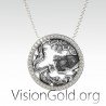 Aquarius Handmade Sterling Silver Men Charm Necklace, Aquarius Zodiac Sign Jewelry, Astrology Horoscope Necklace 0719