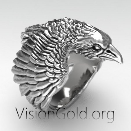 Silver hot sale raven ring