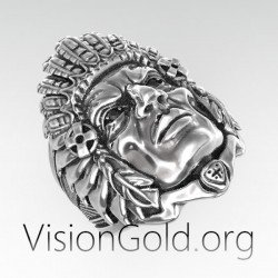 Серебряное индийское мужское кольцо ручной работы | Мужские кольца VisionGoldⓇ 0475