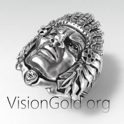 Серебряное индийское мужское кольцо ручной работы | Мужские кольца VisionGoldⓇ 0475