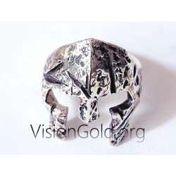 Anillo de plata hecho a mano para hombre Escudo espartano | Anillos de hombre VisionGoldⓇ 0586