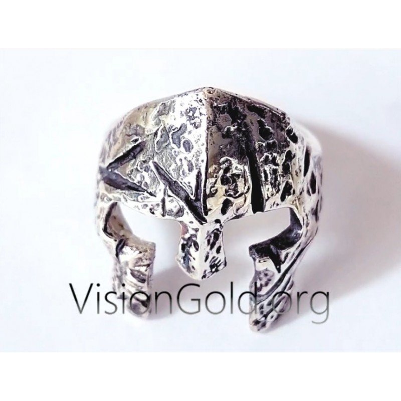 Anillo de plata hecho a mano para hombre Escudo espartano | Anillos de hombre VisionGoldⓇ 0586