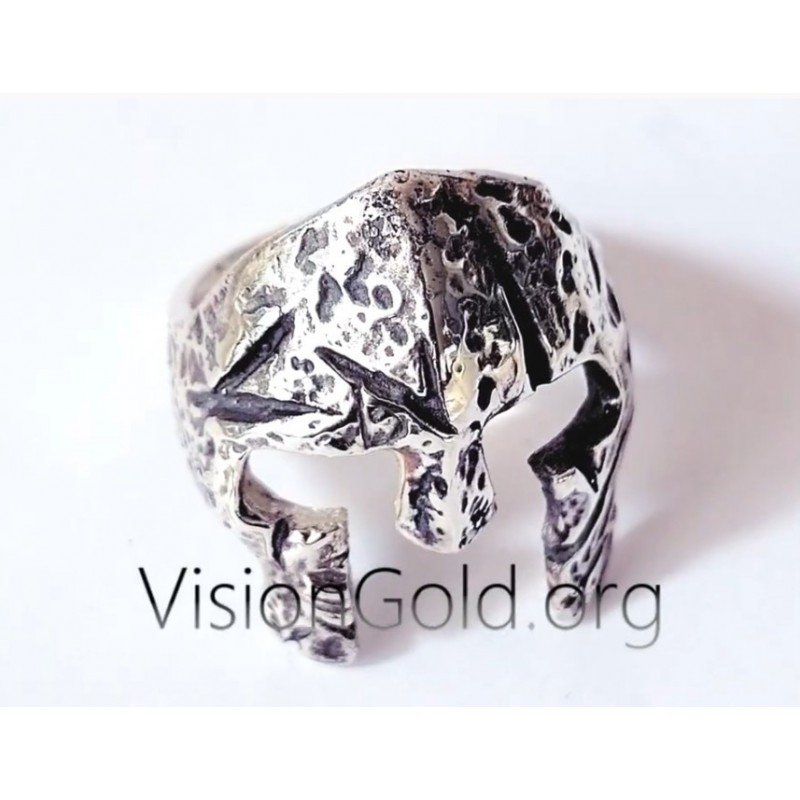 Anillo de plata hecho a mano para hombre Escudo espartano | Anillos de hombre VisionGoldⓇ 0586