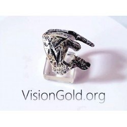 Anillo de plata hecho a mano para hombre Escudo espartano | Anillos de hombre VisionGoldⓇ 0586